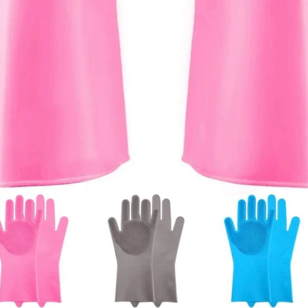 Colorful Cleaning Acrylic Gloves 1 pair ( colors on pink, blue and gray)